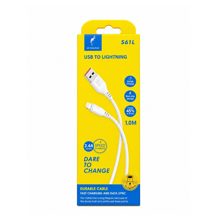کابل شارژ ( USB to Lightning ) برند دلفین مدل S61L مناسب برای گوشی های موبایل اپل